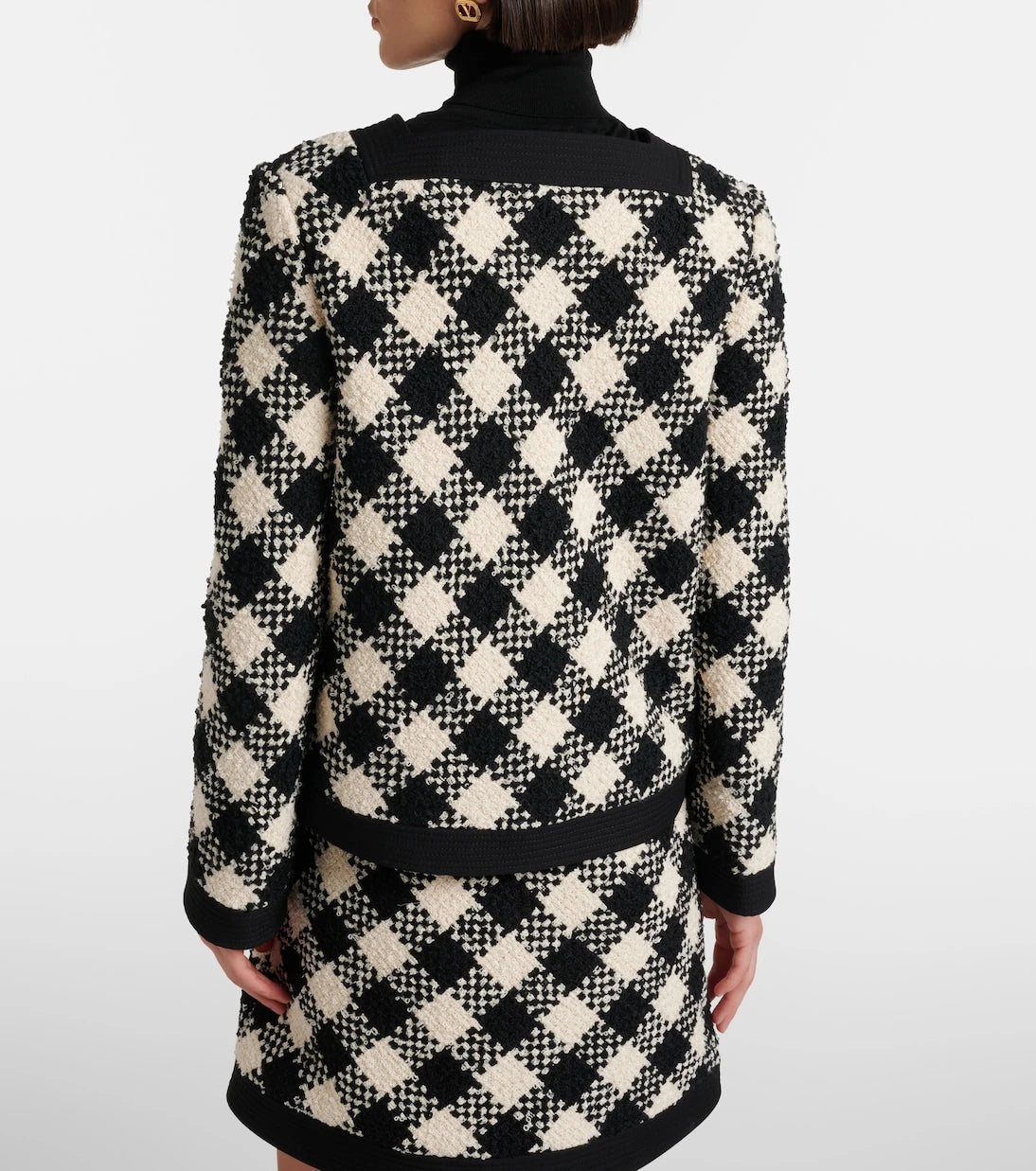 Valentino - Checked ruffled tweed jacket