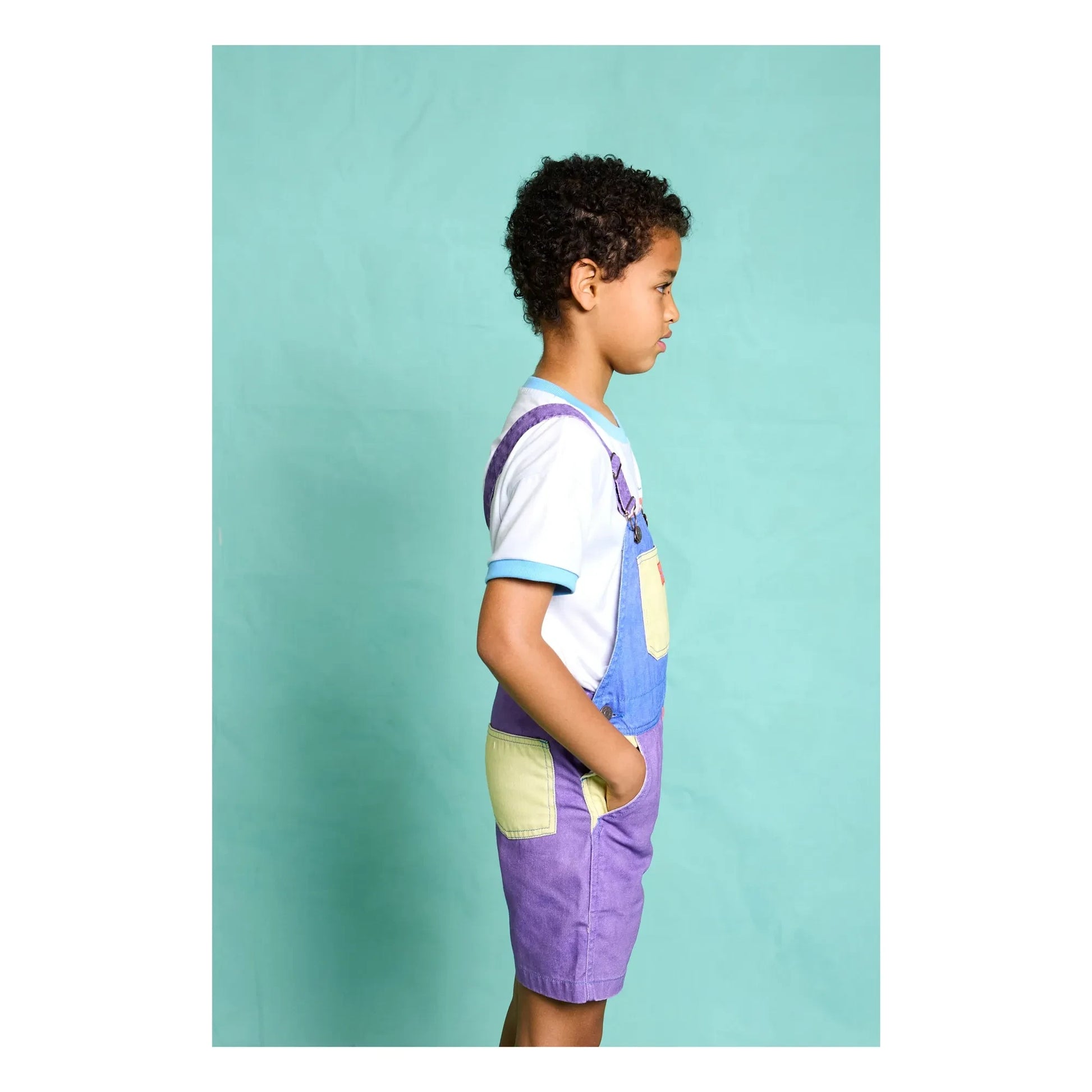 Favorite People - Colorblock Mozzarella Short Dungarees | Purple