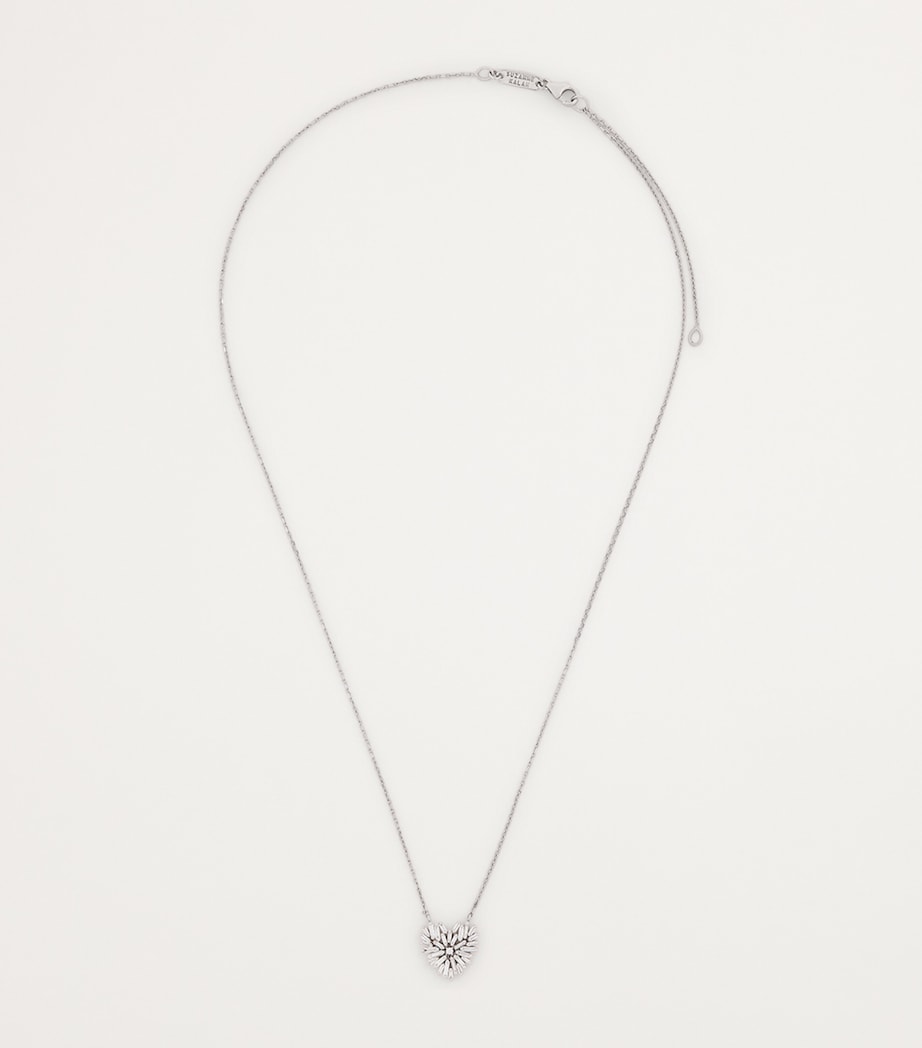 Suzanne Kalan White Gold and Diamond Small Heart Pendant Necklace