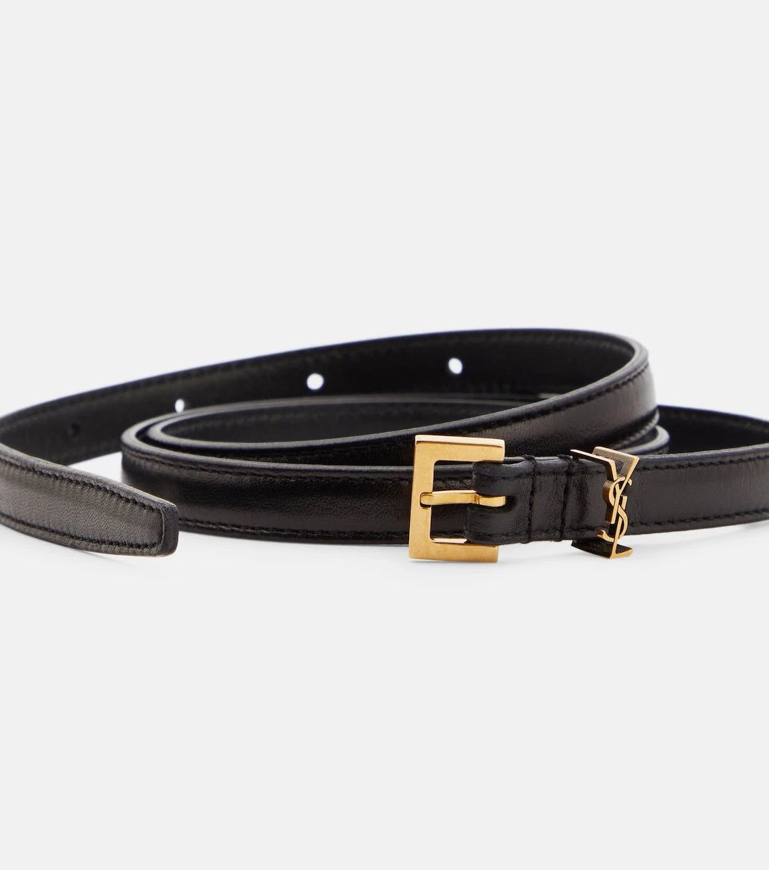 Saint Laurent - Cassandre slim leather belt