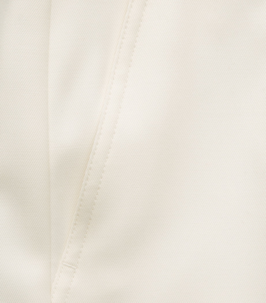 White Virgin Wool Flared Trousers