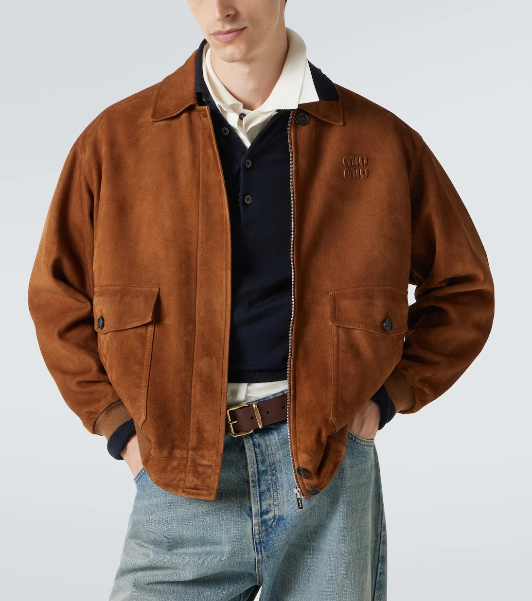 Miu Miu - Embossed suede blouson