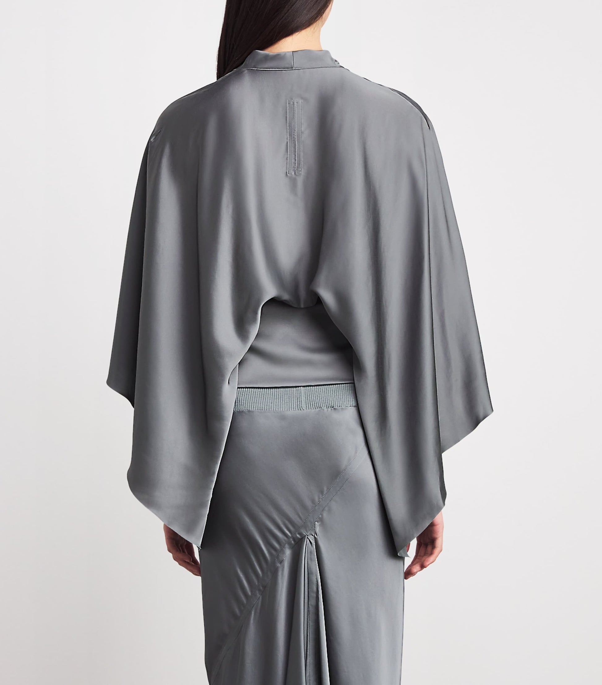 Rick Owens Blue Charmeuse Half-Moon Top