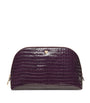 Large Leather Croc-Embossed Cosmetic Case