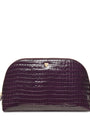 Large Leather Croc-Embossed Cosmetic Case
