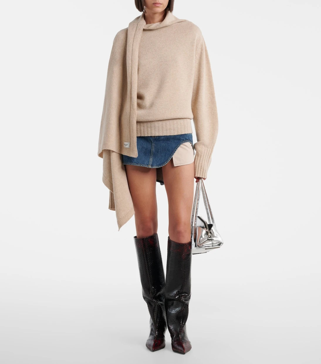 The Attico - Scarf-detail virgin wool sweater