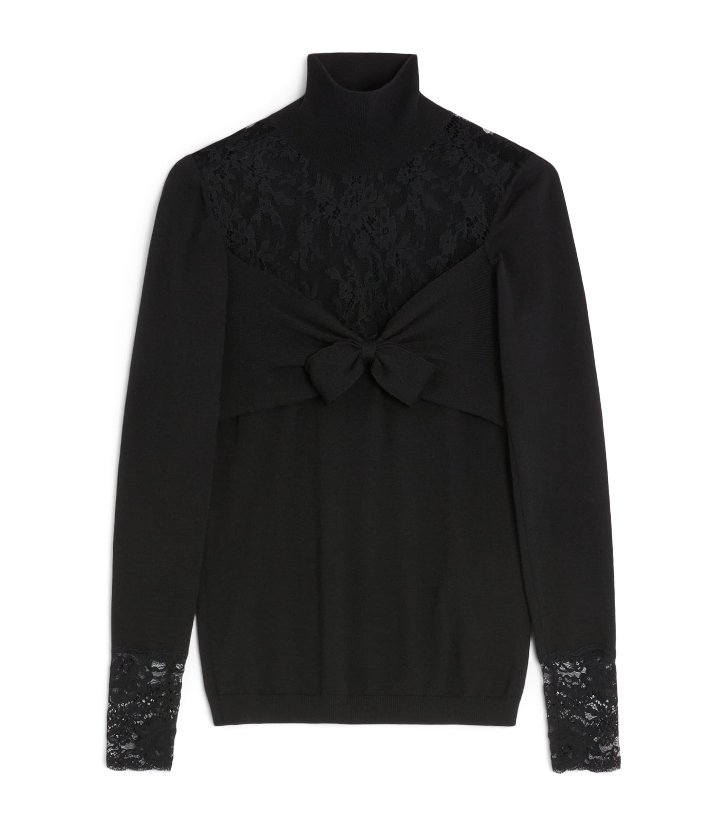 Valentino Black Virgin Wool Bow Top