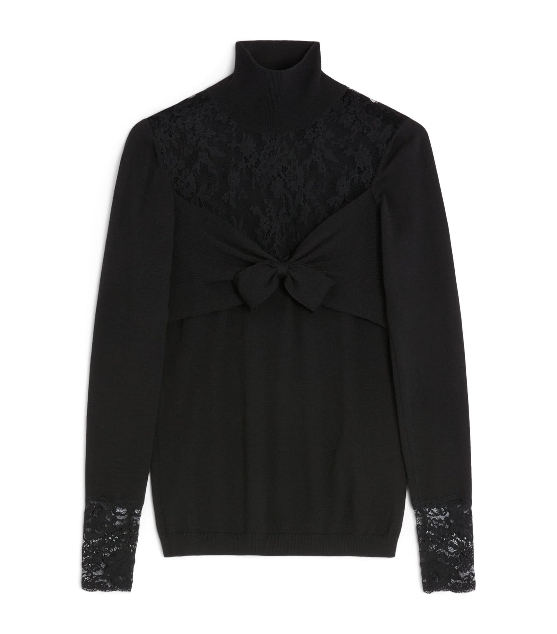 Valentino Black Virgin Wool Bow Top