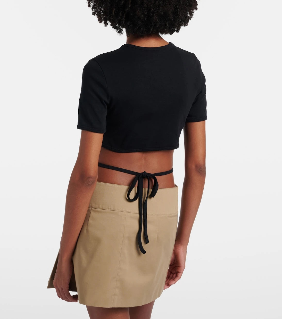 Courrèges - Logo cutout tie-back cotton crop top