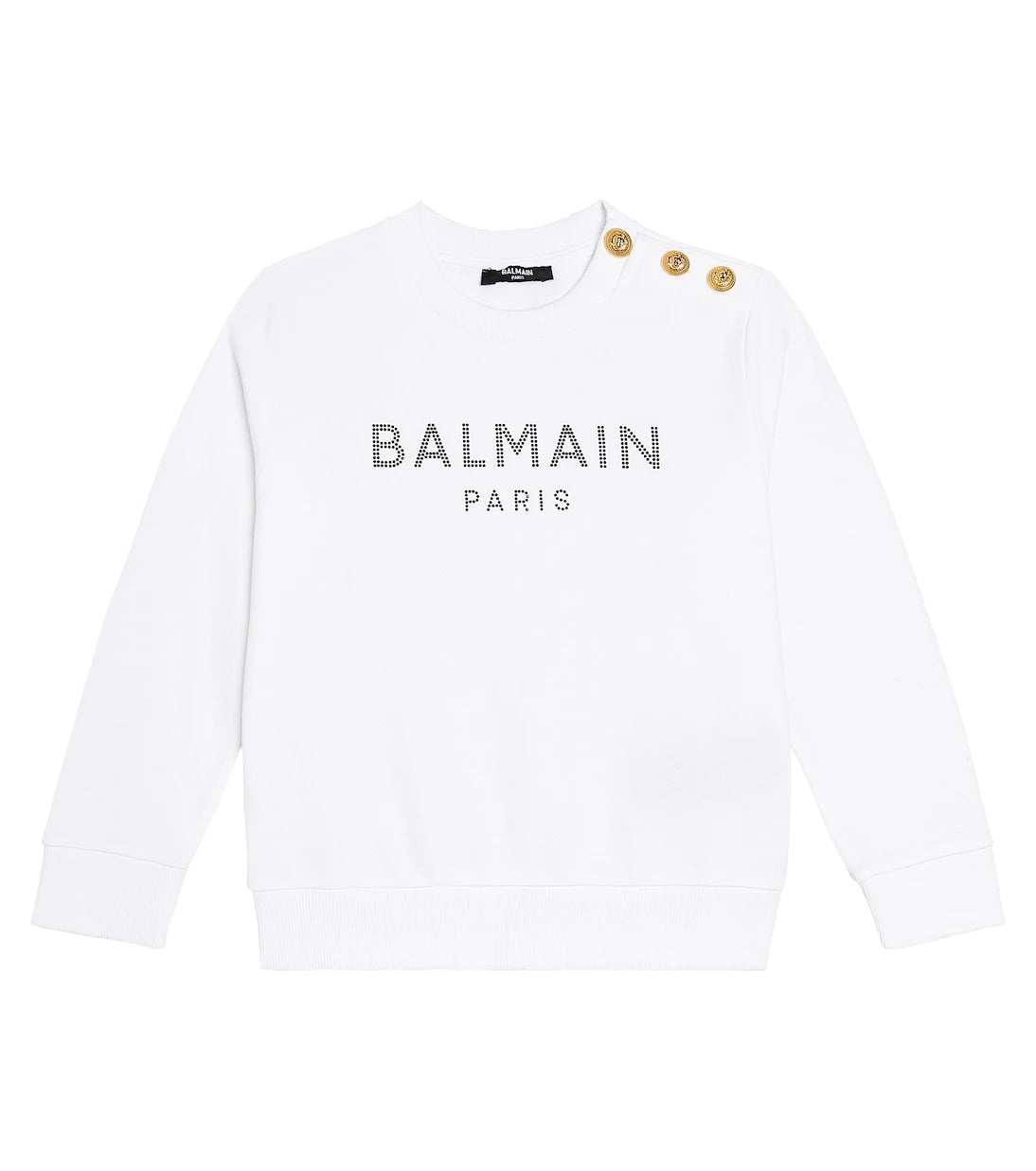 Balmain Kids - سويت شيرت من قطن الجيرسي بشعار الماركة