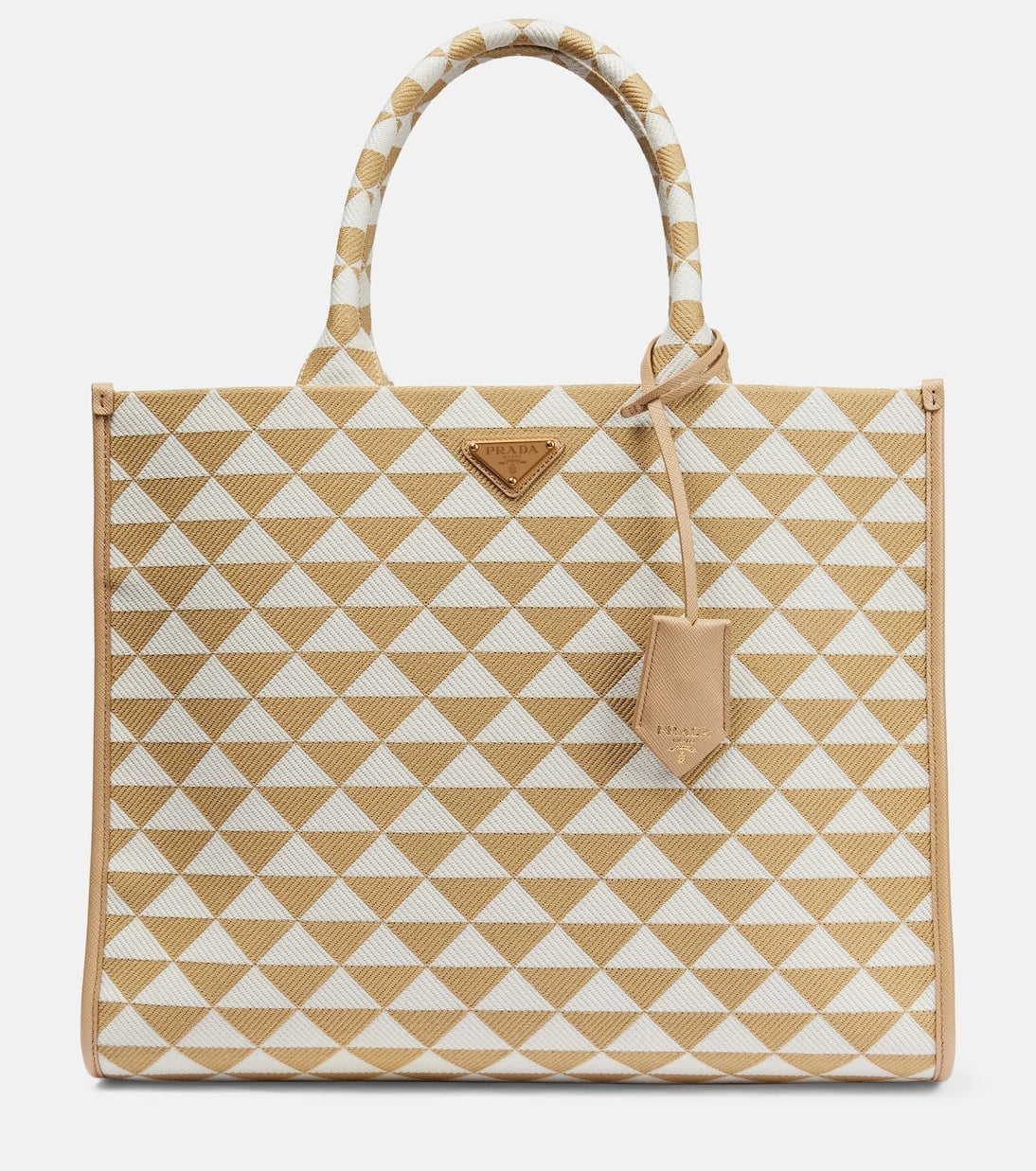 Prada - Symbole leather-trimmed tote bag