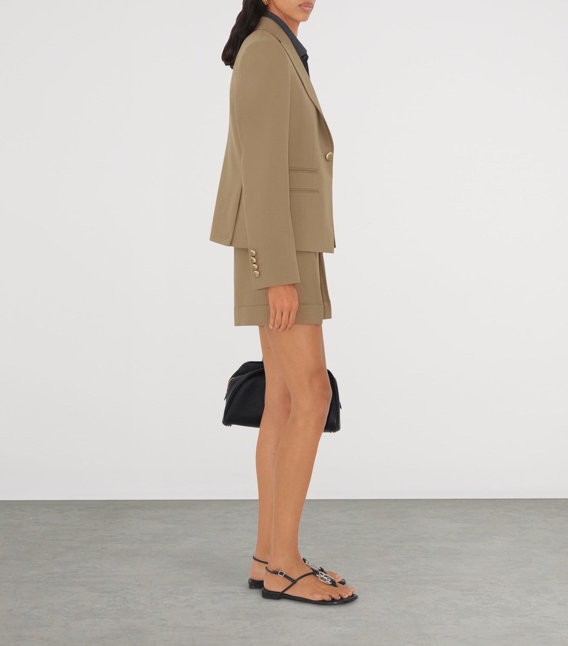 Beige Wool Single-Breasted Blazer