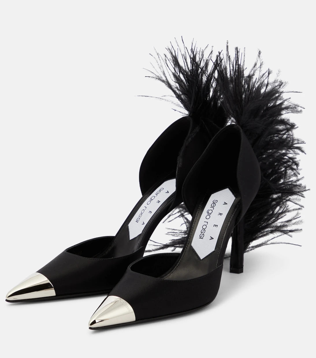Area - x Sergio Rossi Amazona feather-trimmed denim pumps