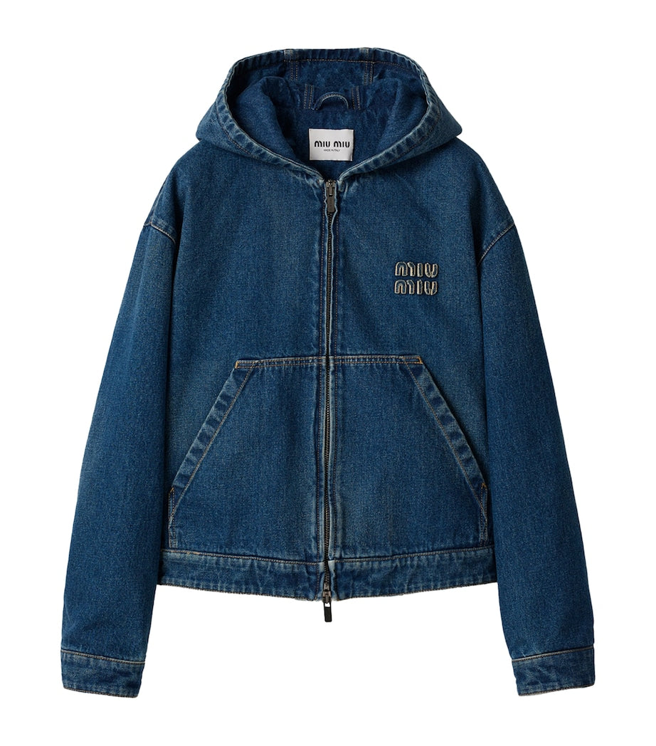 Blue Denim Zip-Up Hoodie