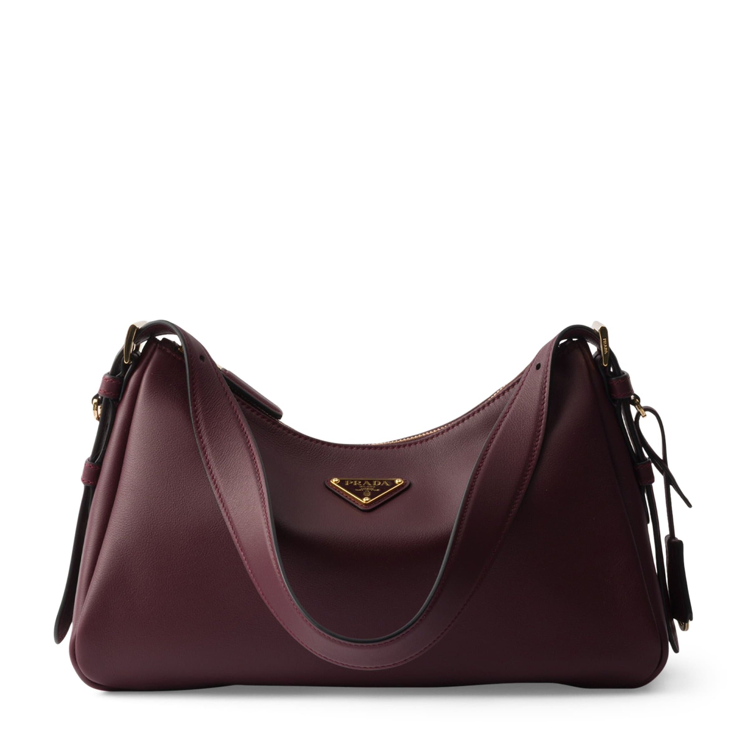 Prada Burgundy Medium Calf Leather Aimée Shoulder Bag