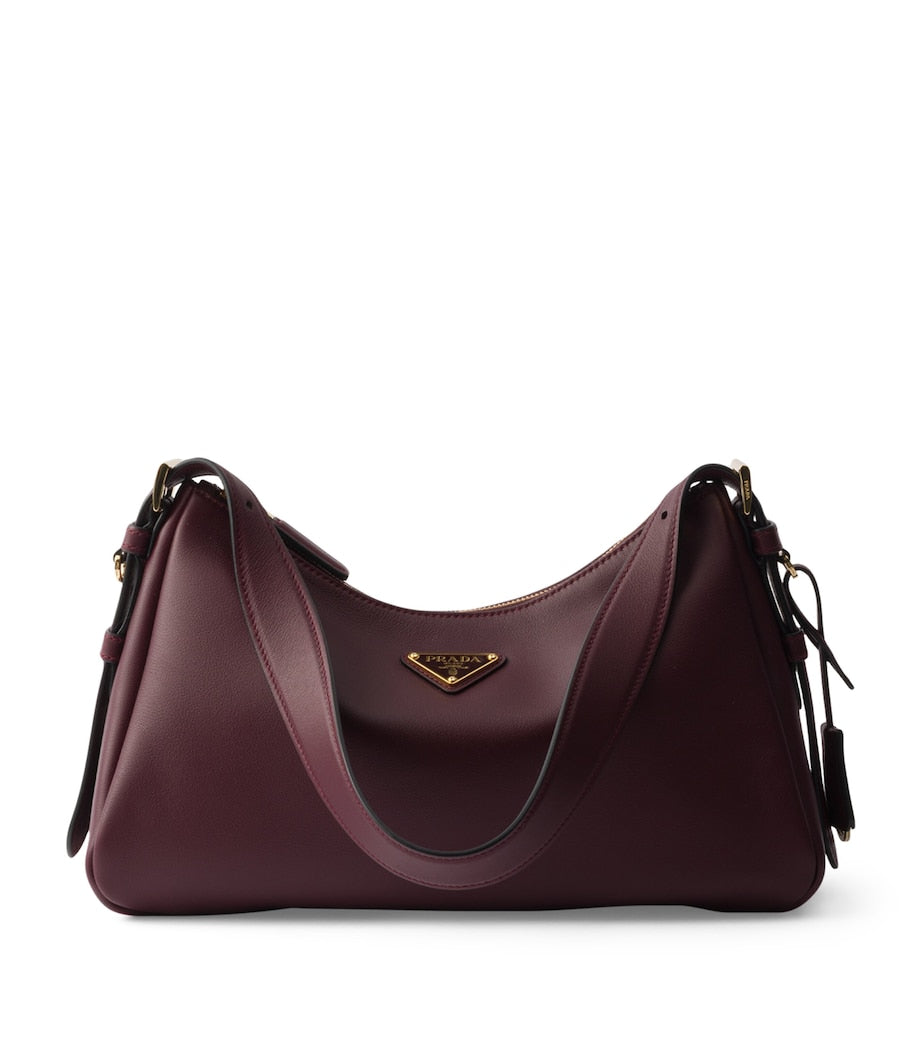 Prada Burgundy Medium Calf Leather Aimée Shoulder Bag
