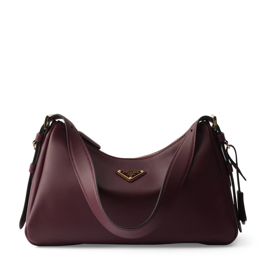 Prada Burgundy Medium Calf Leather Aimée Shoulder Bag