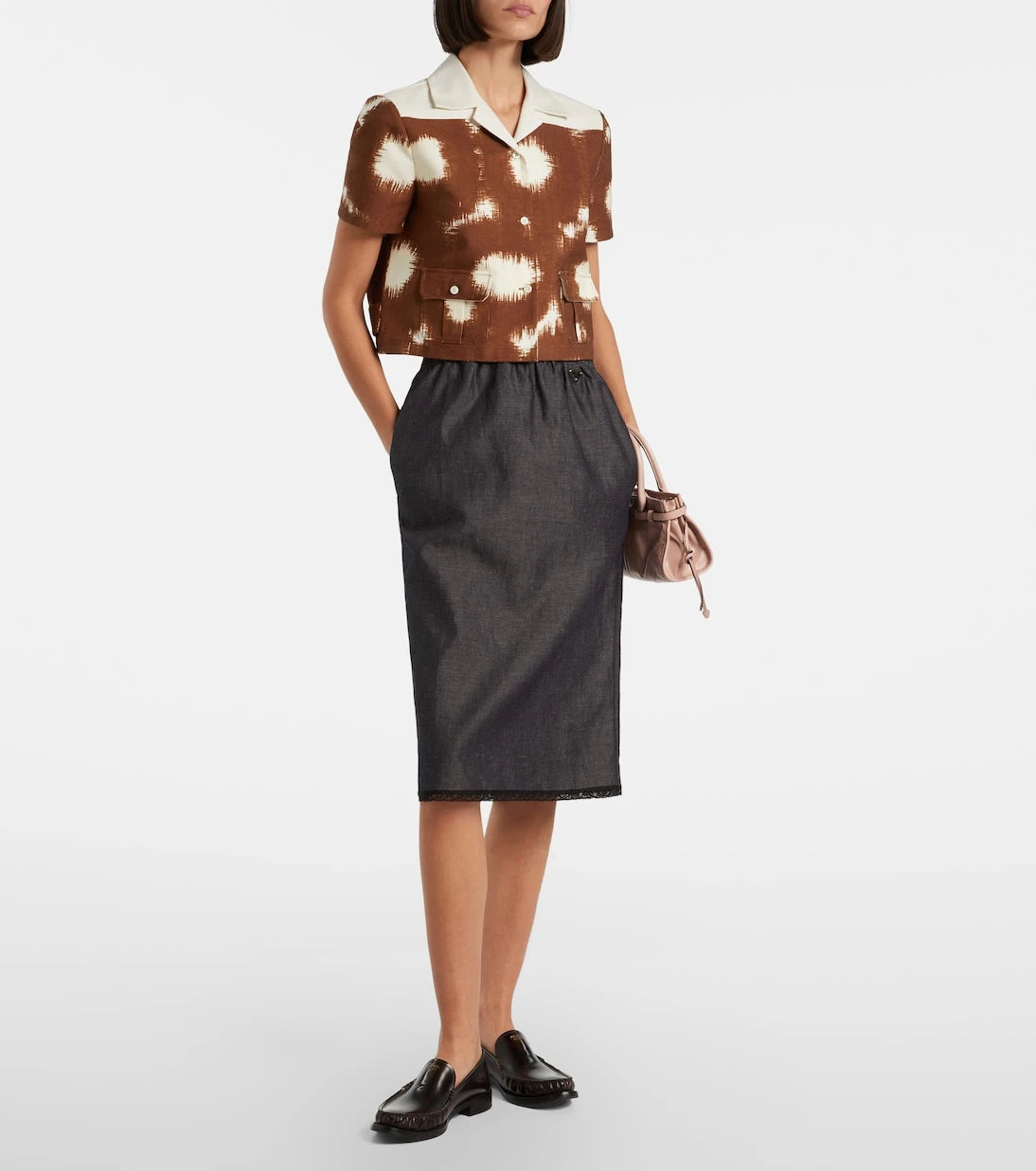 Prada - Printed cropped cotton shirt
