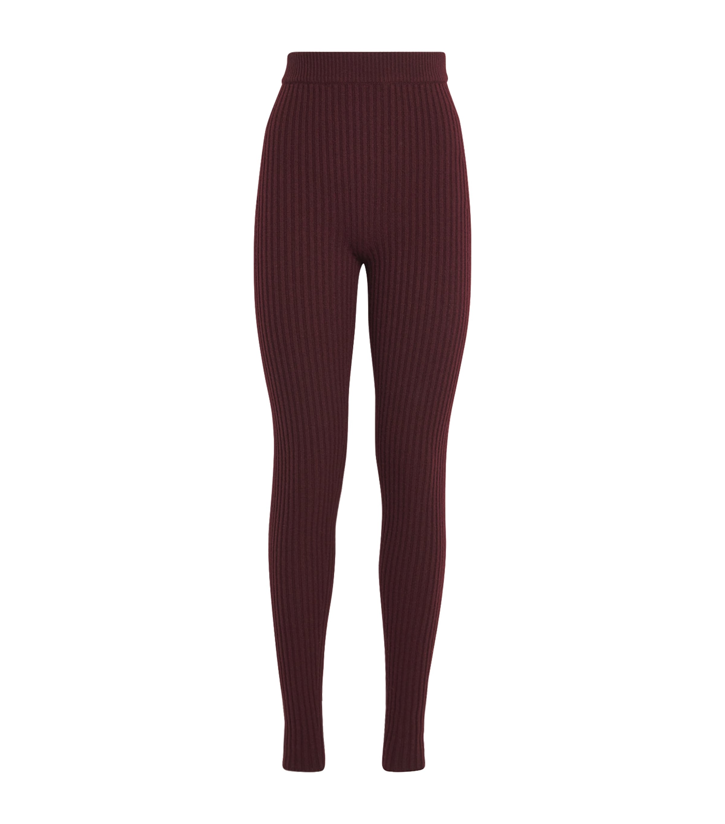 Red Wool-Blend Rib-Knit Leggings
