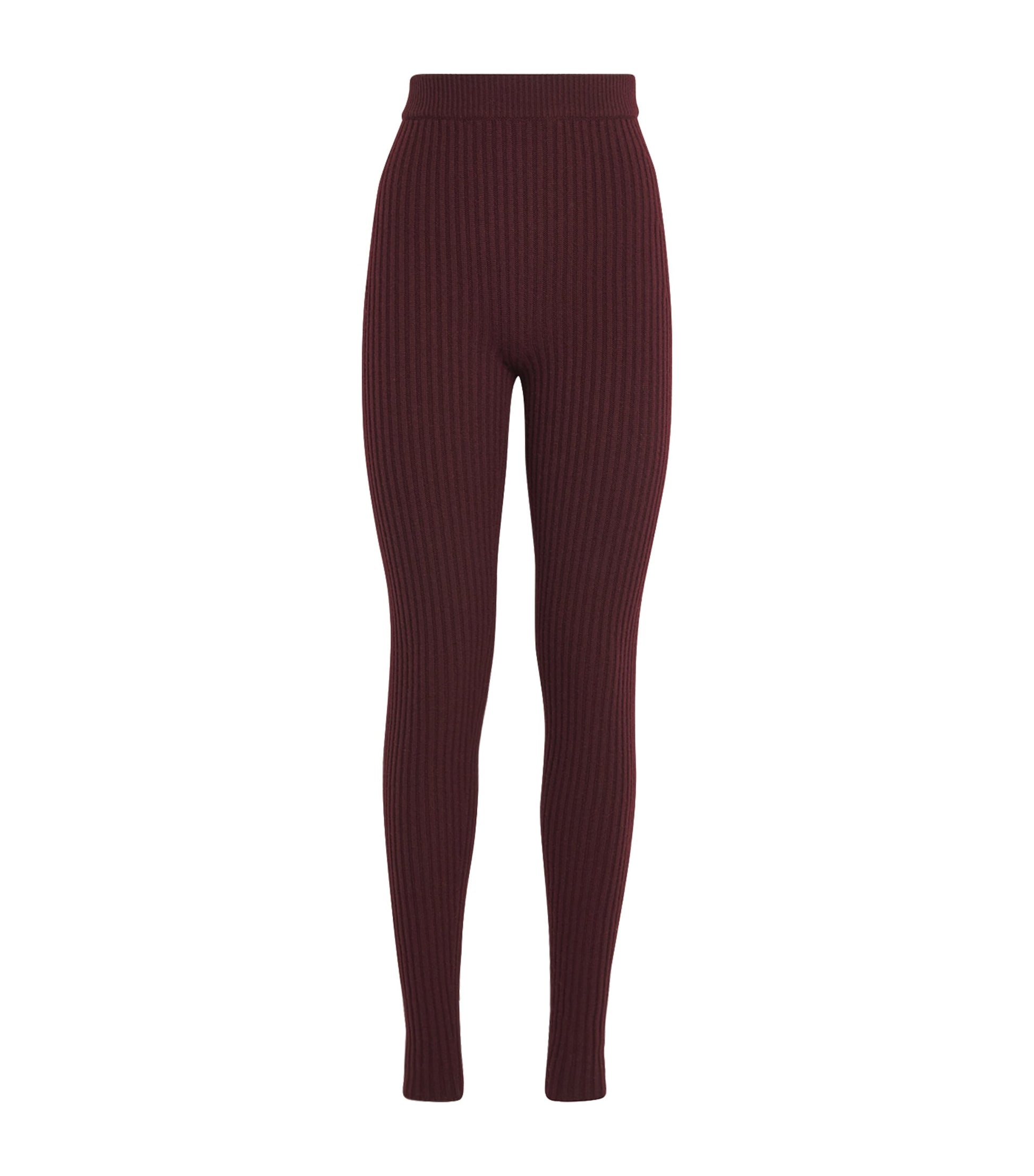 Red Wool-Blend Rib-Knit Leggings