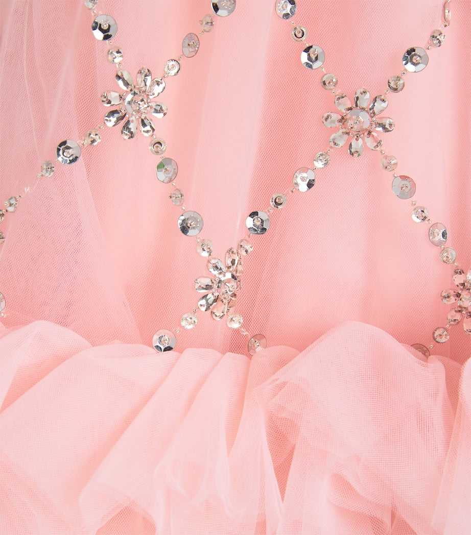 Jenny Packham Kids Pink Tulle Rhinestone-Detail Sweetness Dress (6-12 Years)