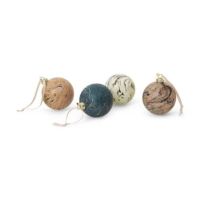 ferm LIVING Marble Baubles M Yılbaşı Süsü Seti (4 Parça)