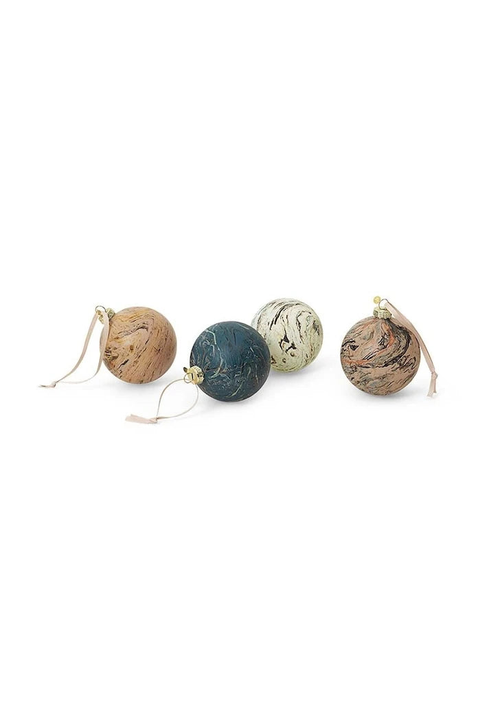 ferm LIVING Marble Baubles M Yılbaşı Süsü Seti (4 Parça)