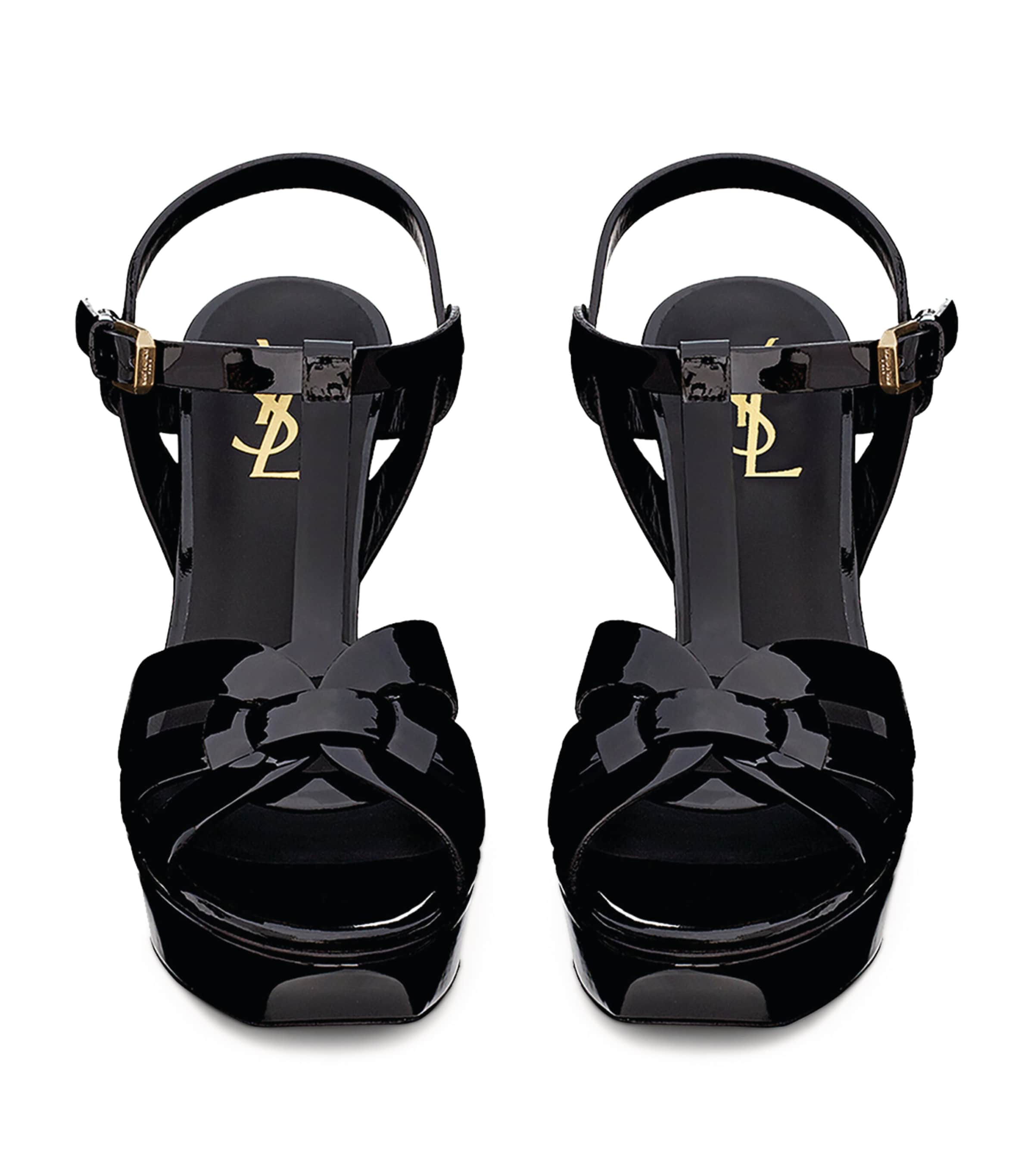 Saint Laurent Black Leather Tribute Platform Sandals 105