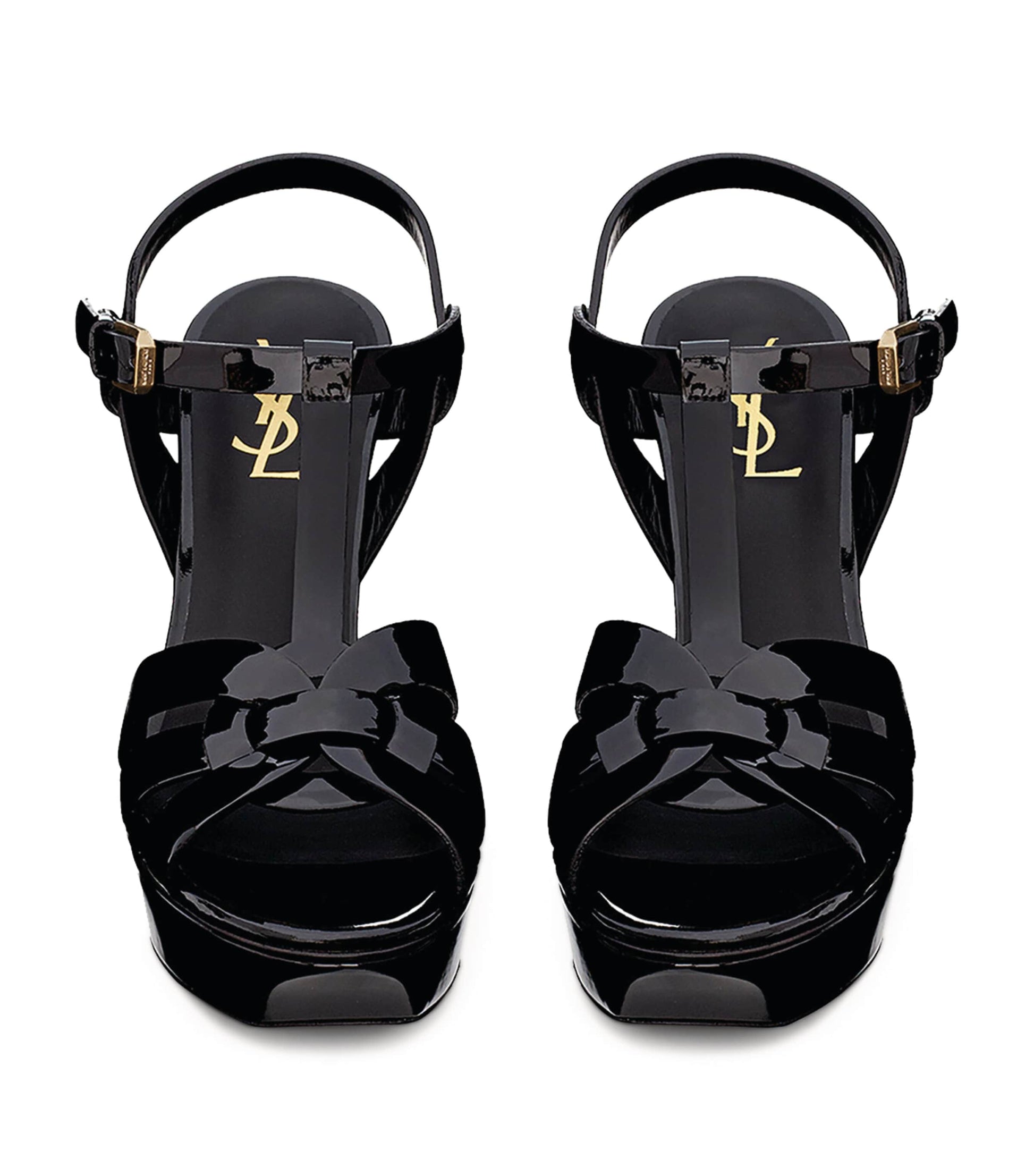 Saint Laurent Black Leather Tribute Platform Sandals 105