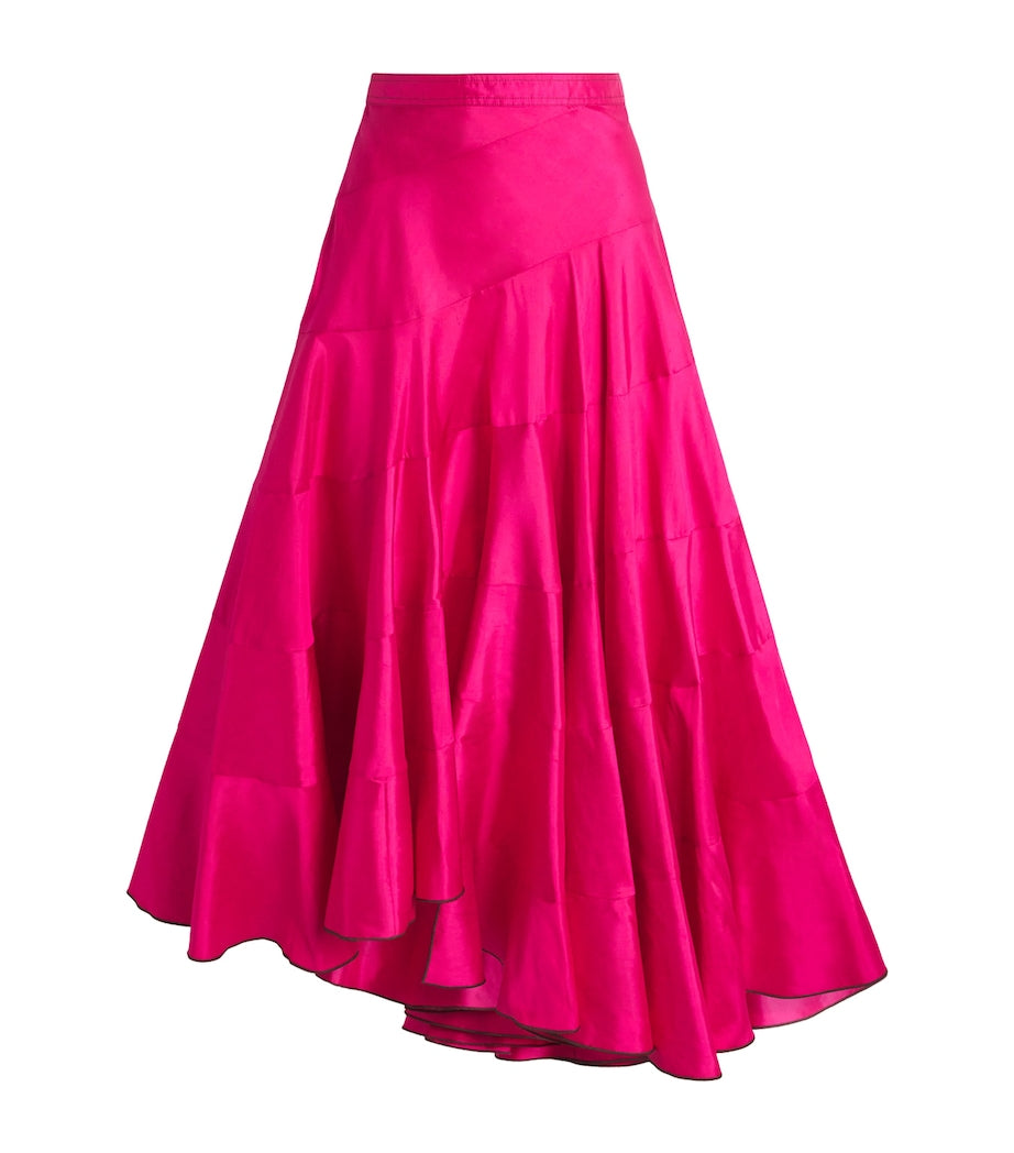Tory Burch Pink Silk Voile Flared Midi Skirt