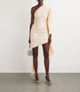 Sandra Mansour Nude Ruched Ethereal Edge Mini Dress