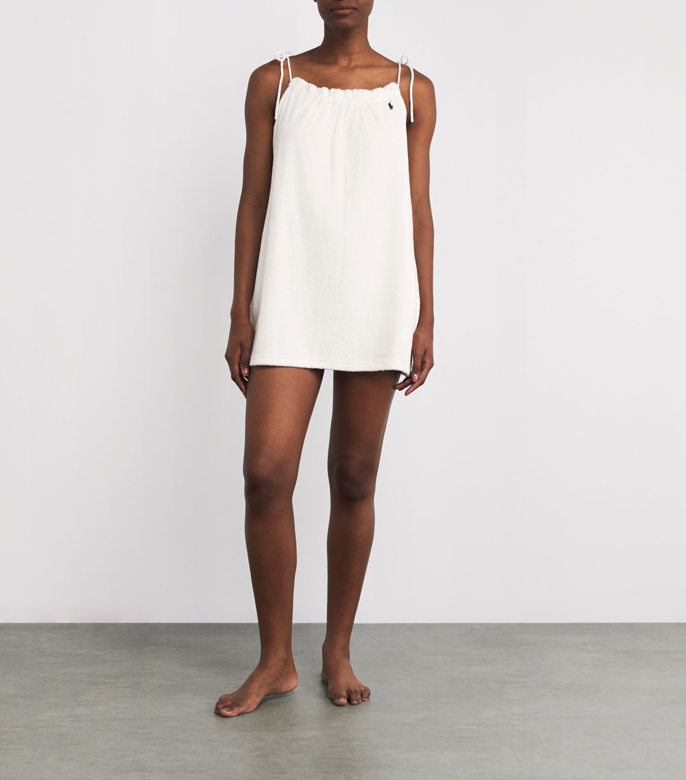 Polo Ralph Lauren Logo Terry Towelling Mini Dress White