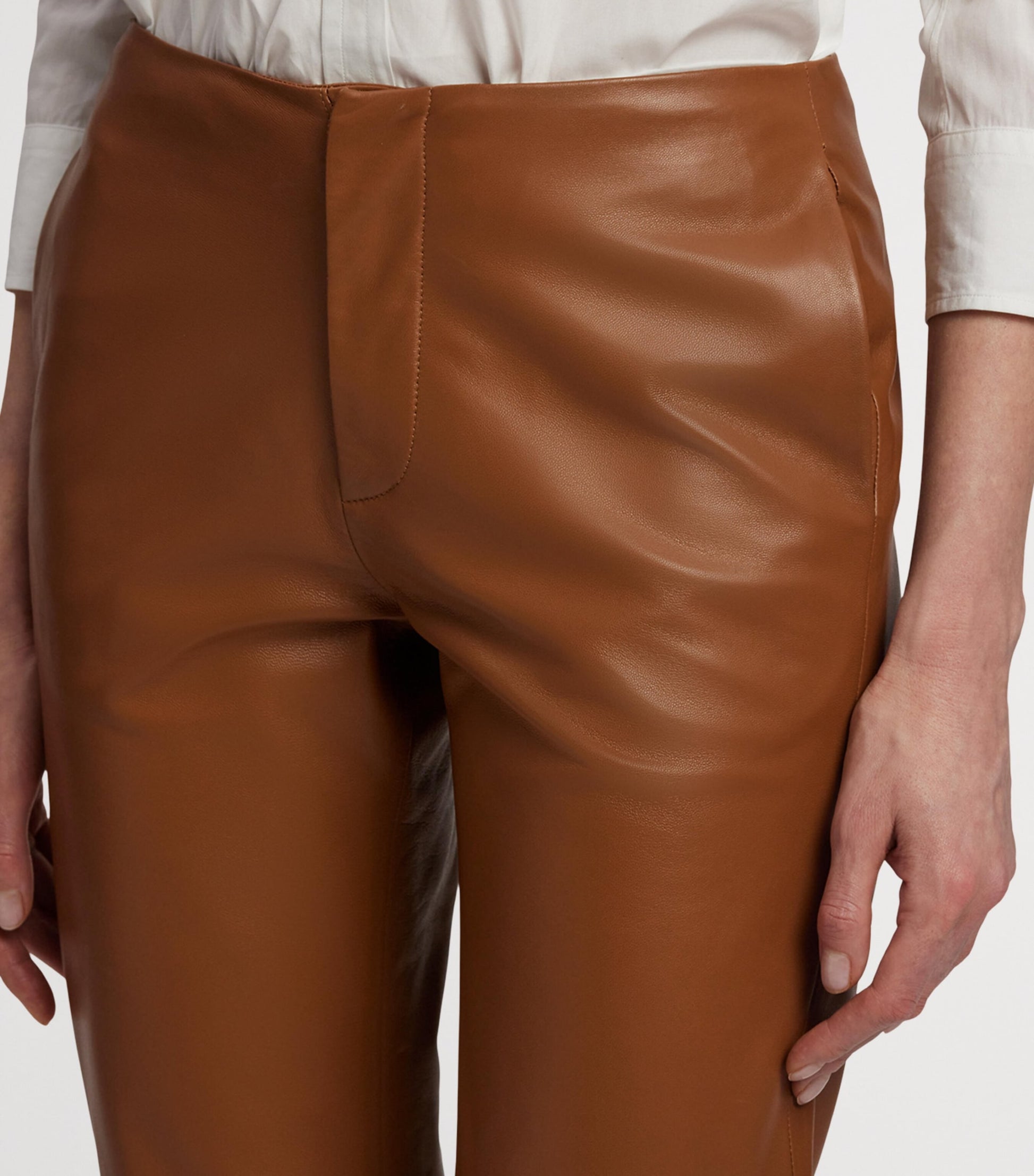 Ralph Lauren Collection Beige Lamb Leather Trousers