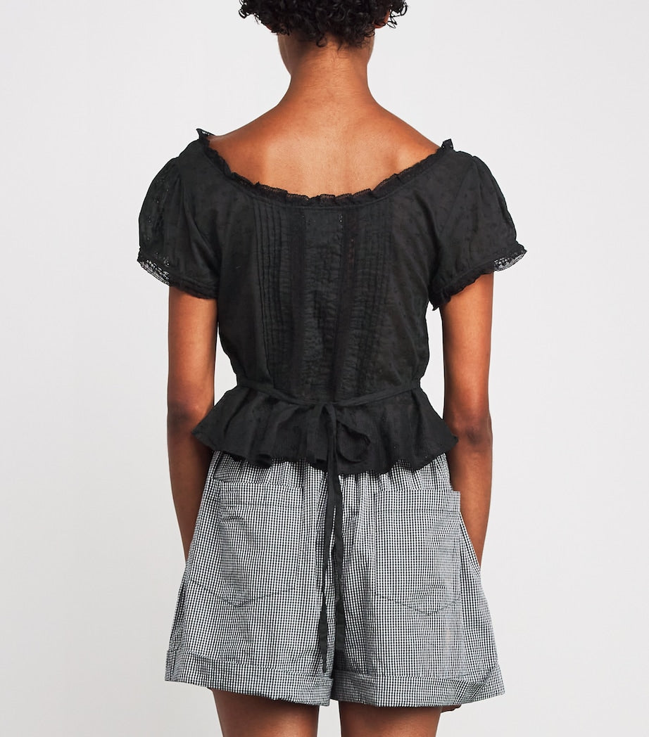 Rixo Black Broderie Anglaise Sandi Top