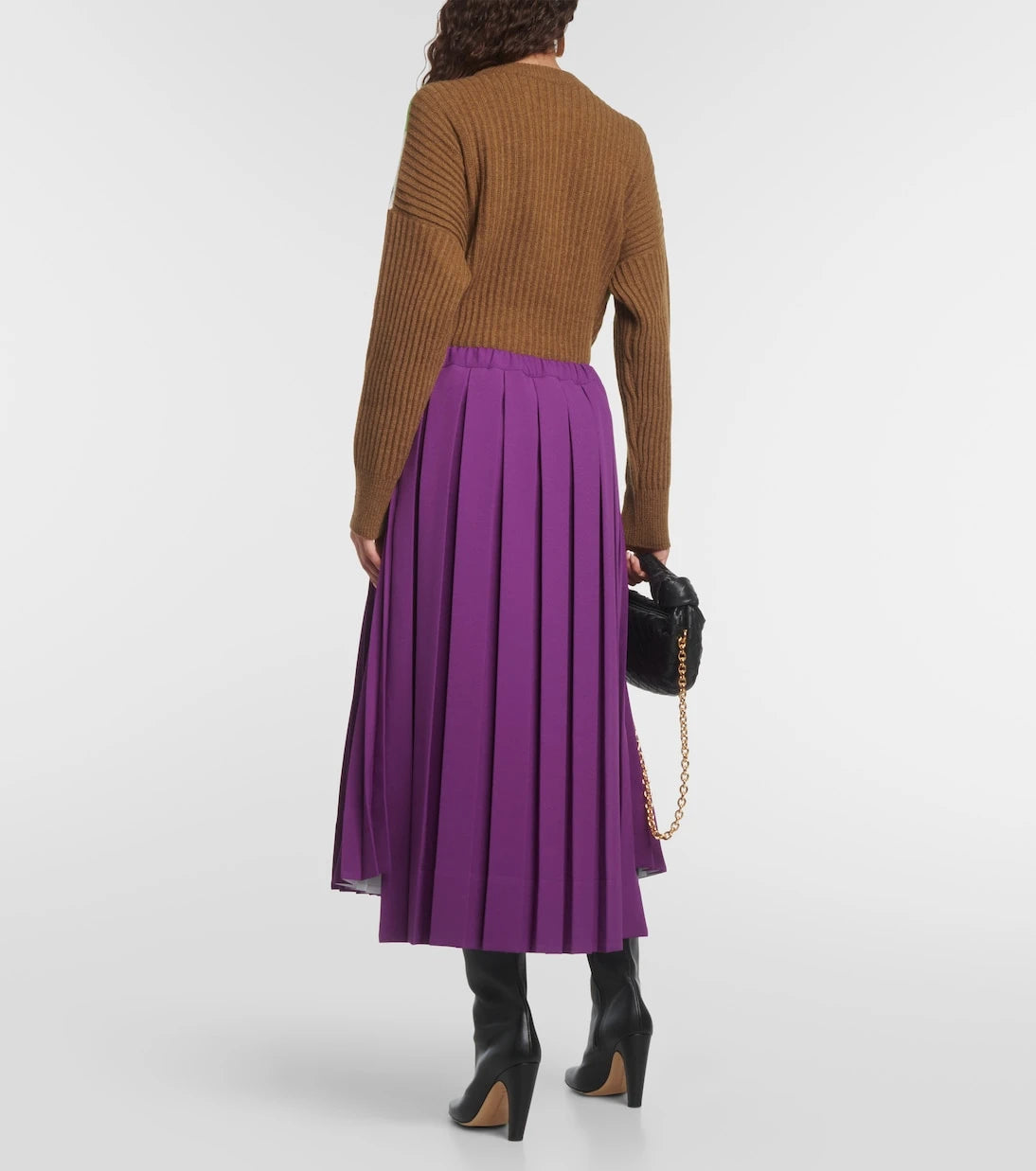 Plan C - Pleated jersey midi skirt