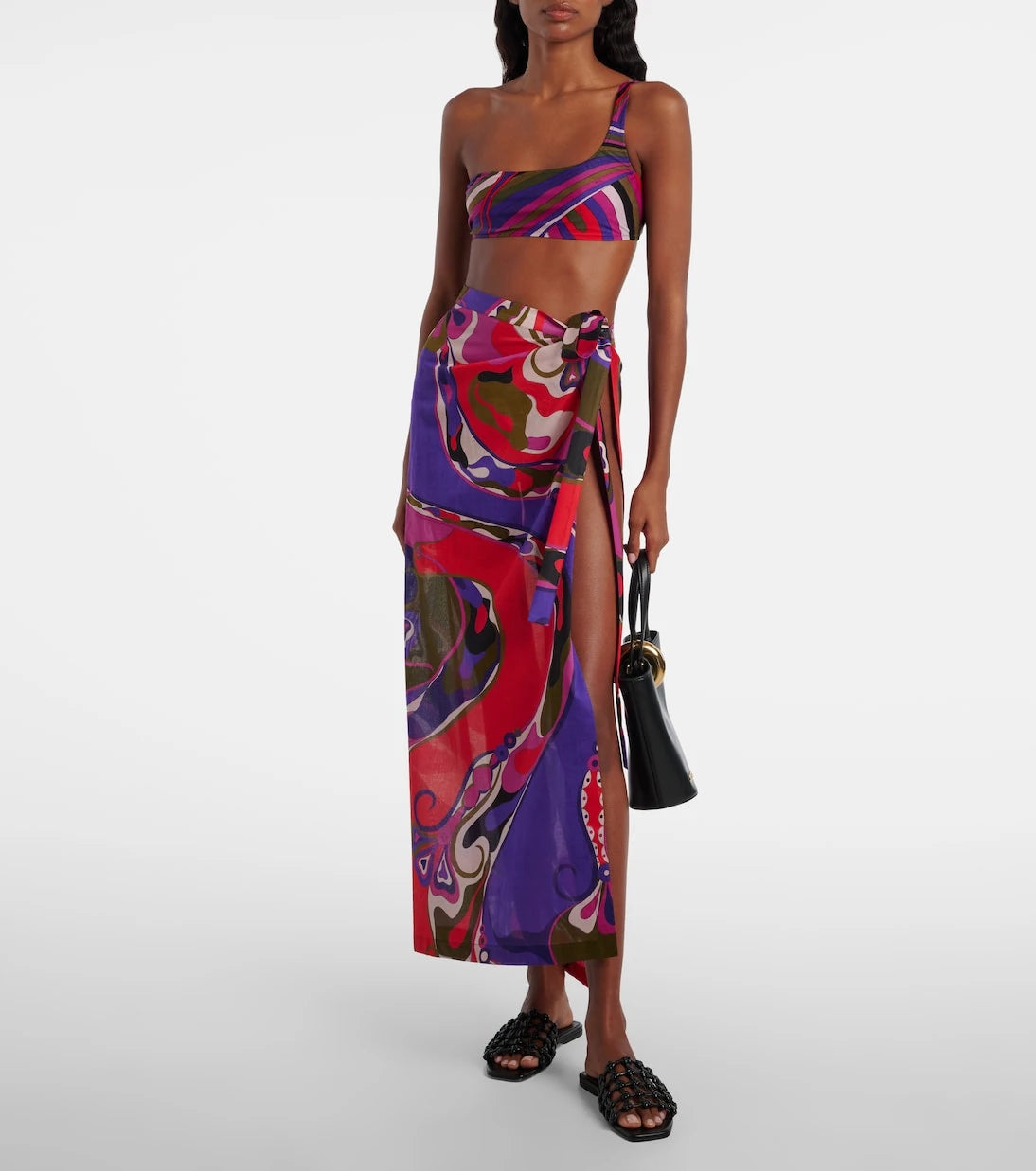 Pucci - Orchidee cotton wrap skirt