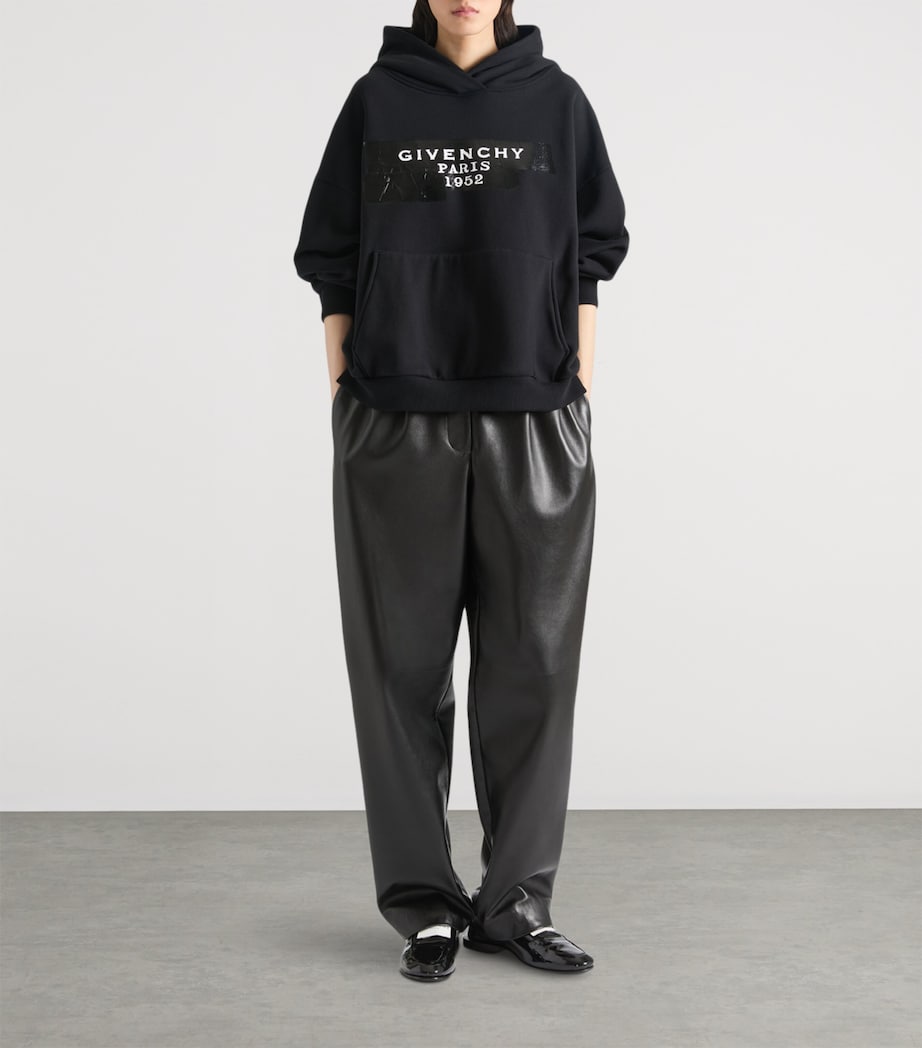 Givenchy Black Cotton Tape Logo Hoodie