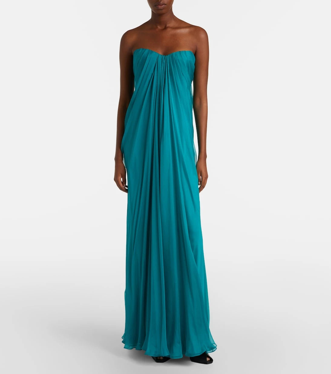 McQueen - Draped silk chiffon bustier gown