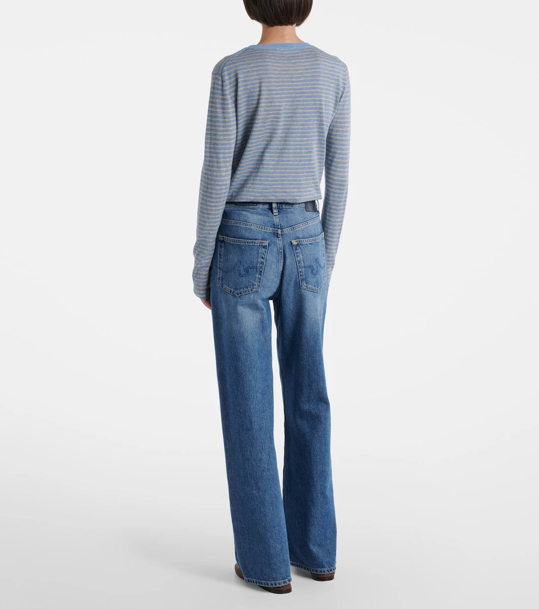 AG Jeans - جينز كورا بقصة ساق واسعة وخصر متوسط الارتفاع