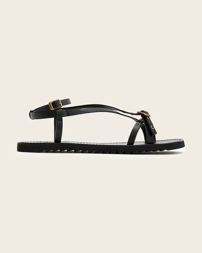 AllSaints сандали дамски от кожа Tyla Eyelet Sandal