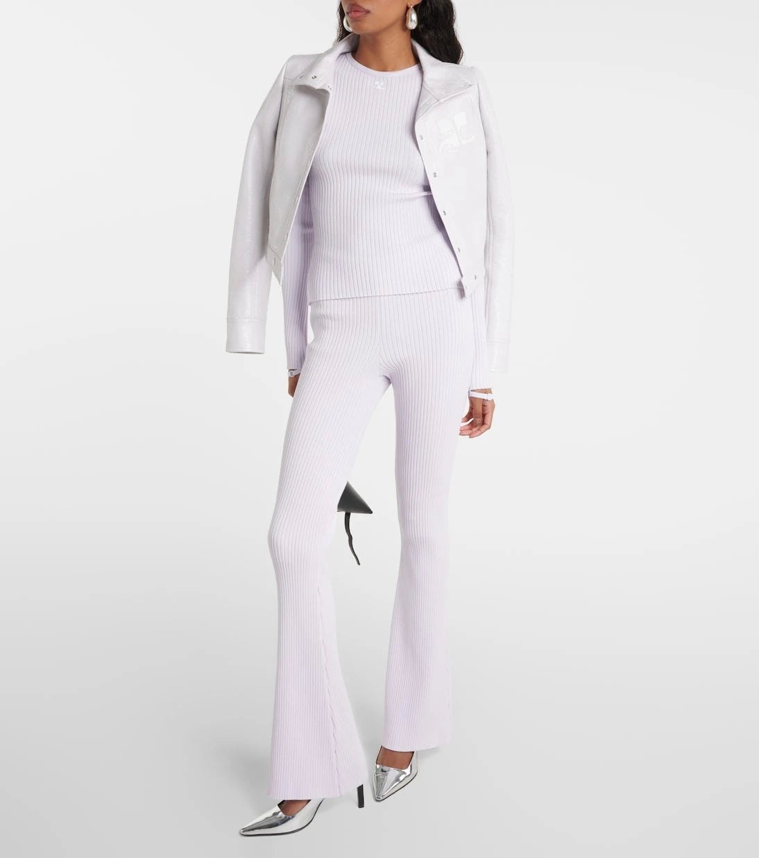 Courrèges - Logo cutout ribbed-knit top