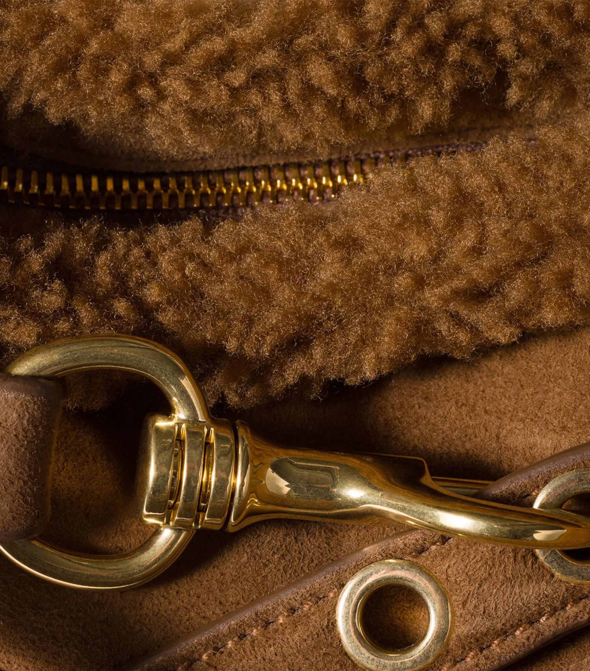 Suede-Shearling Aventure Shoulder Bag