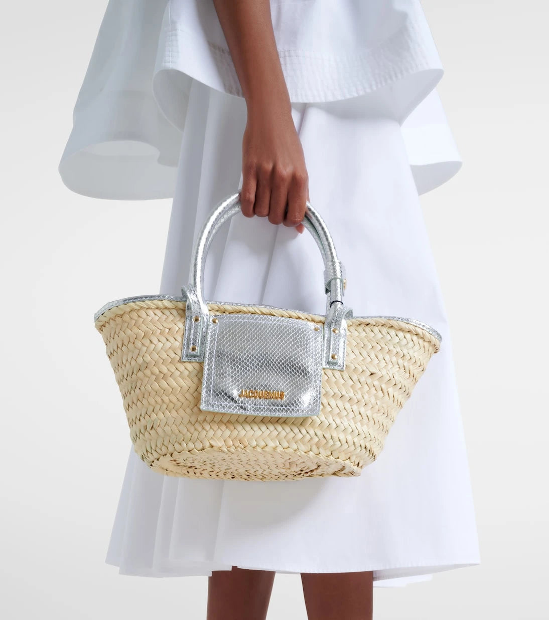 Jacquemus - Soli Small croc-effect raffia basket bag