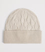 Beige Cashmere Cable-Knit Beanie