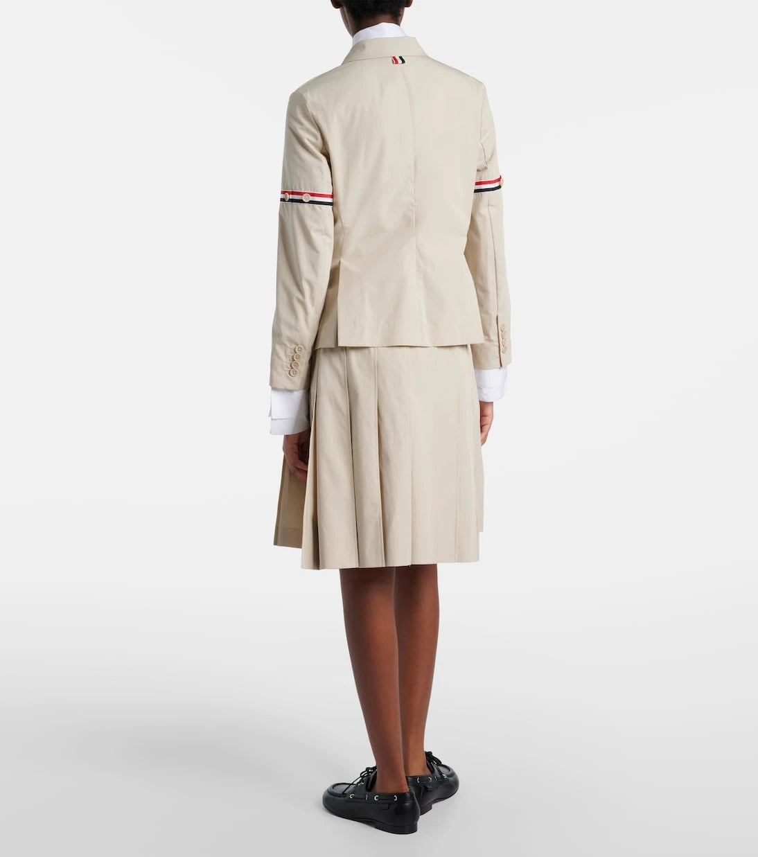 Thom Browne - تنورة قصيرة بكسرات من نسيج قطني مضلع