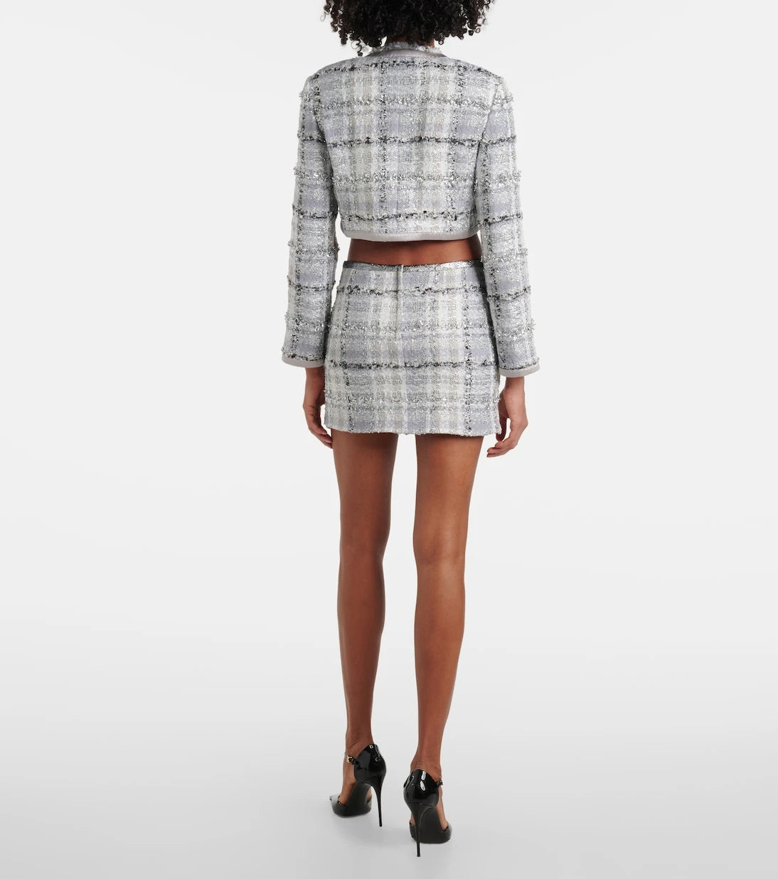 Dolce&Gabbana - Checked low-rise lamé tweed miniskirt