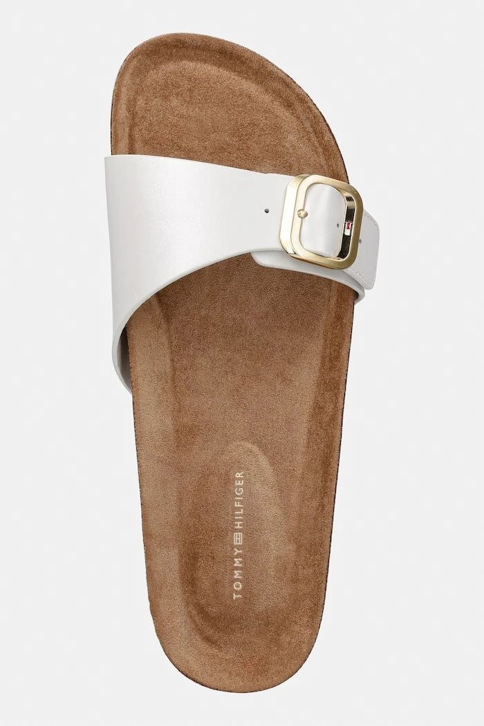Tommy Hilfiger kadın deri terlik TH CLASSIC CORK SANDAL PEARL LTH