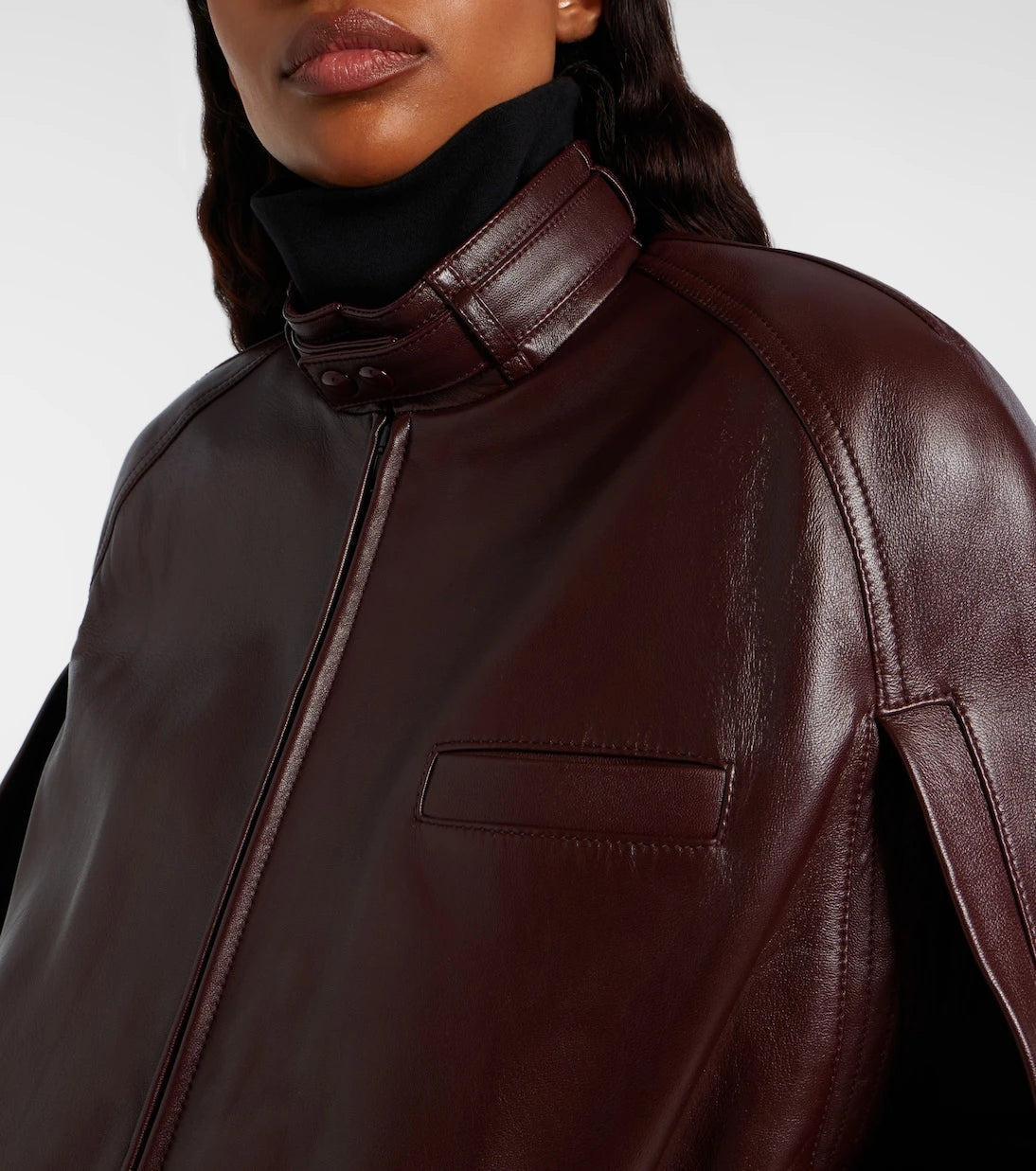 Phoebe Philo - Caped leather bomber jacket