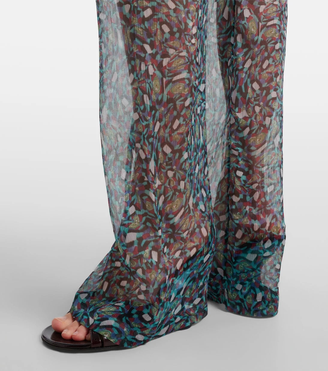 Dries Van Noten - Printed sheer silk wide-leg pants