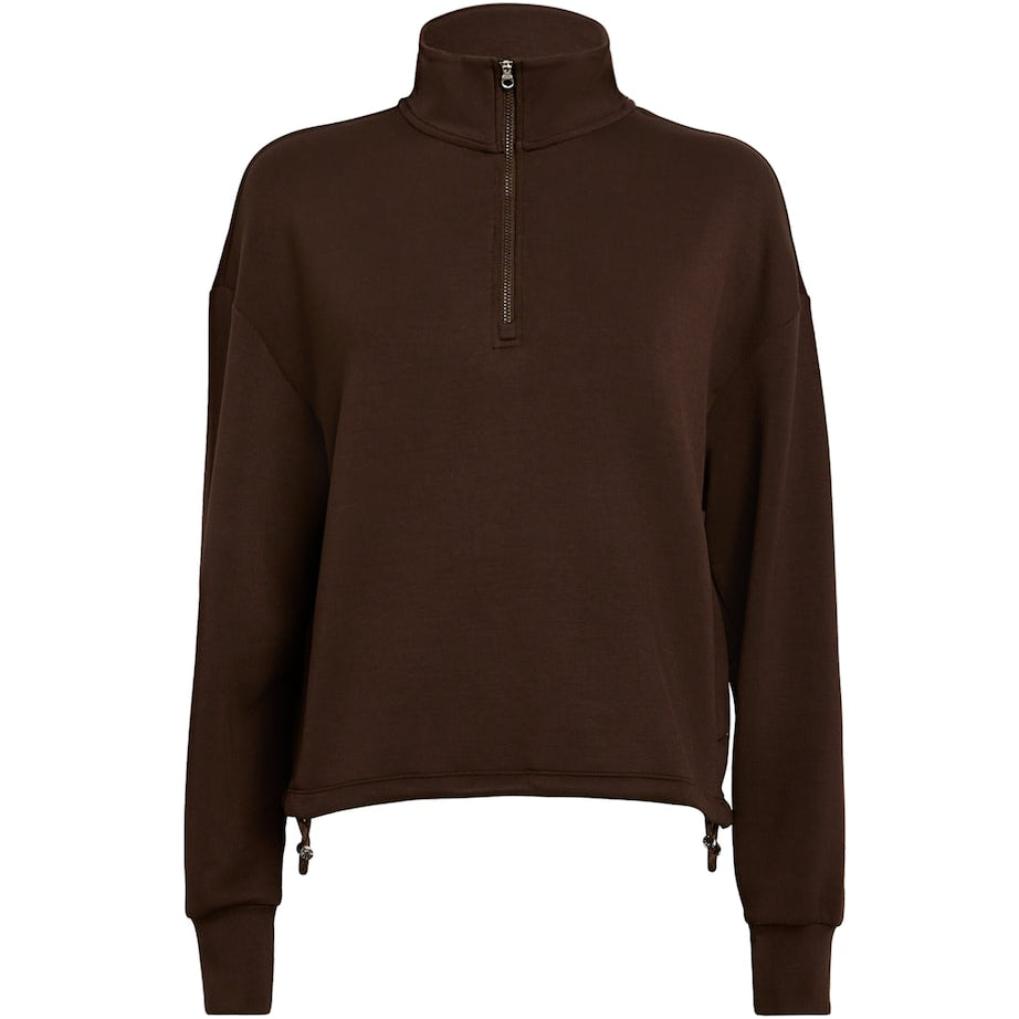 Brown Jersey Half-Zip Sian Sweatshirt